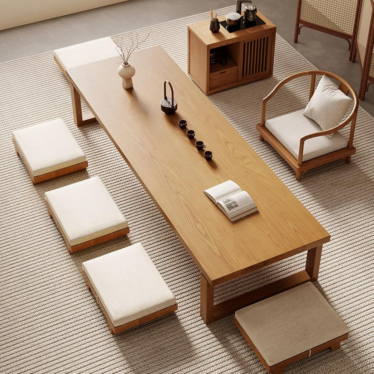 Japanese tatami coffee table,round wood coffee table,wooden coffee table living room,Japanese floor table,tea table,tatami table,low table for sitting on the floor,Walnut coffee table(100cm/39.3in)