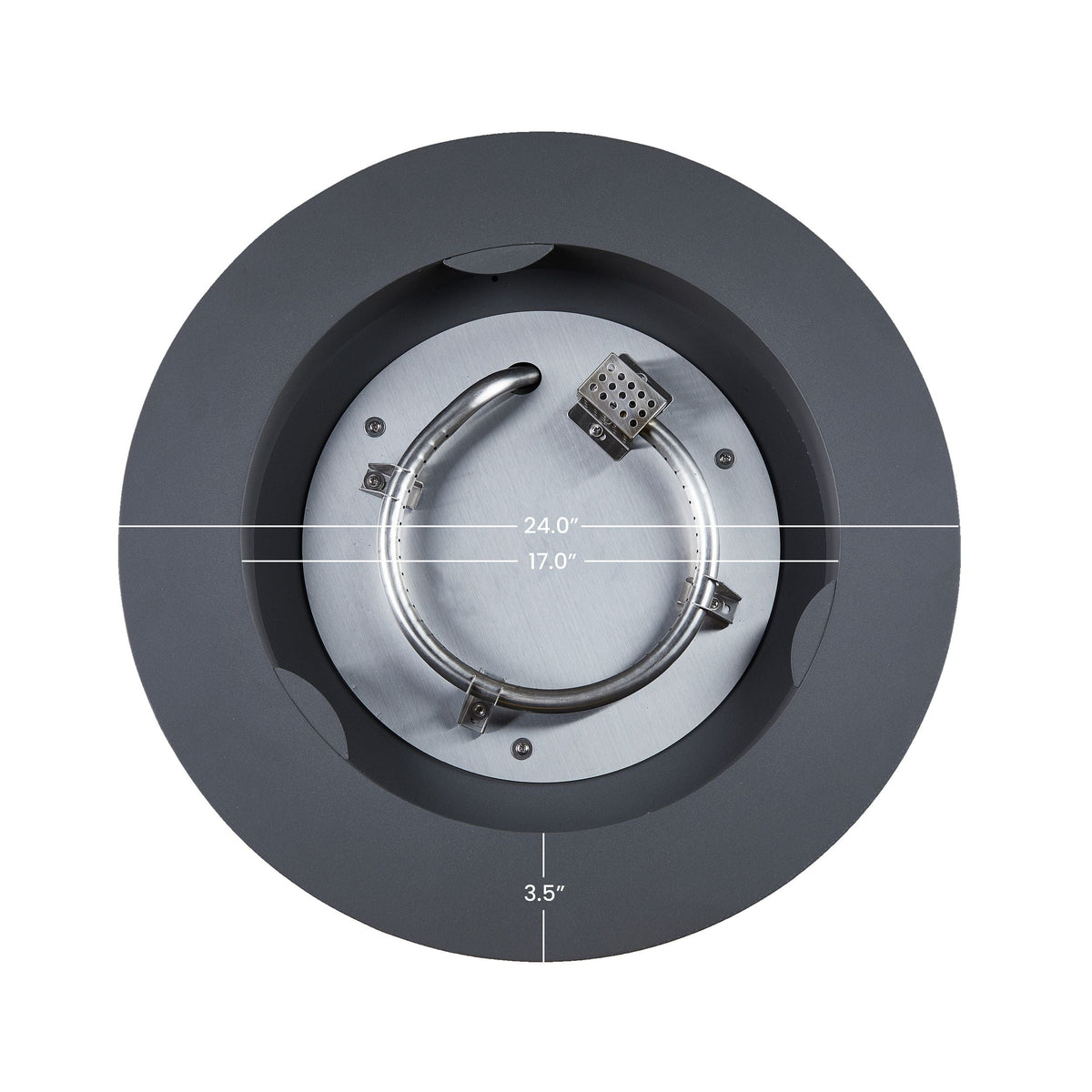 Aegean Steel Propane Fire Pit Hidden Tank in Slate, 24-in