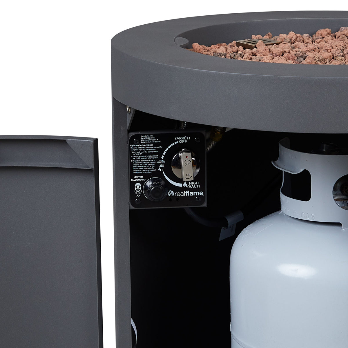 Aegean Steel Propane Fire Pit Hidden Tank in Slate, 24-in