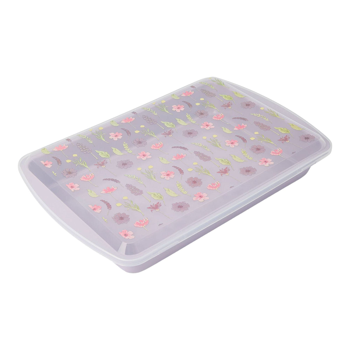 Non-Stick Carbon Steel Cake Pan with Lid, Floral Print