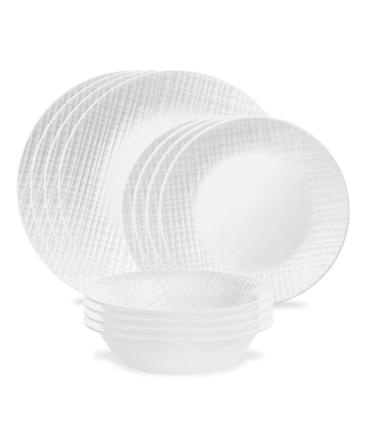 Linen Weave Dinnerware Set, Serves 4, 12-pc, White