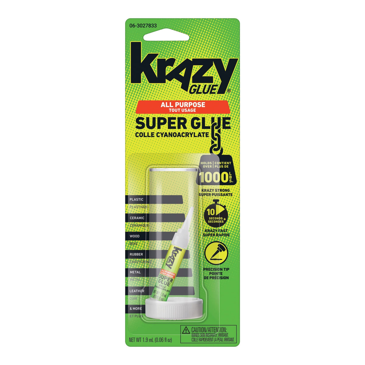 Instant Krazy Glue All-Purpose Adhesive, Bonds Rubber/Plastic/Metal/Ceramic, Clear, 2-mL