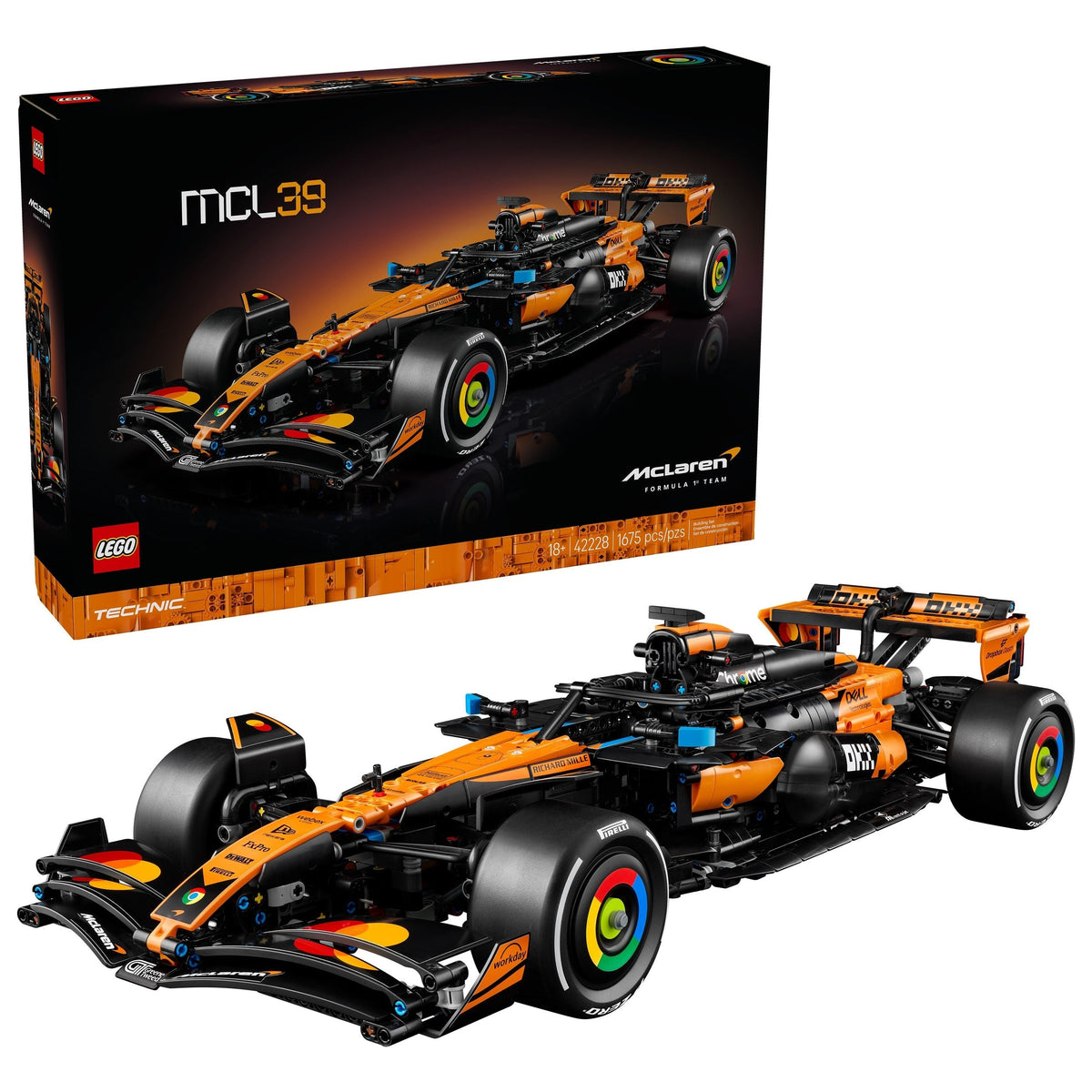 Technic MCL39 Formula 1 Car Building Set - 42228, 1675-pcs, Ages 18+