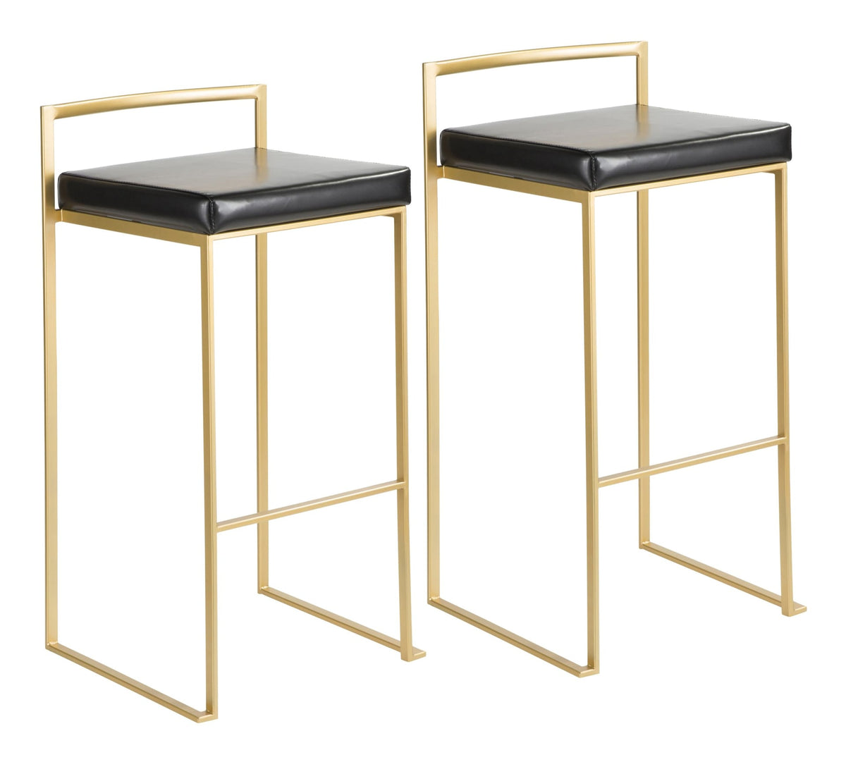 Fuji Stackable PU Leather Counter/Bar Stools (2-Piece Set), Gold/Black