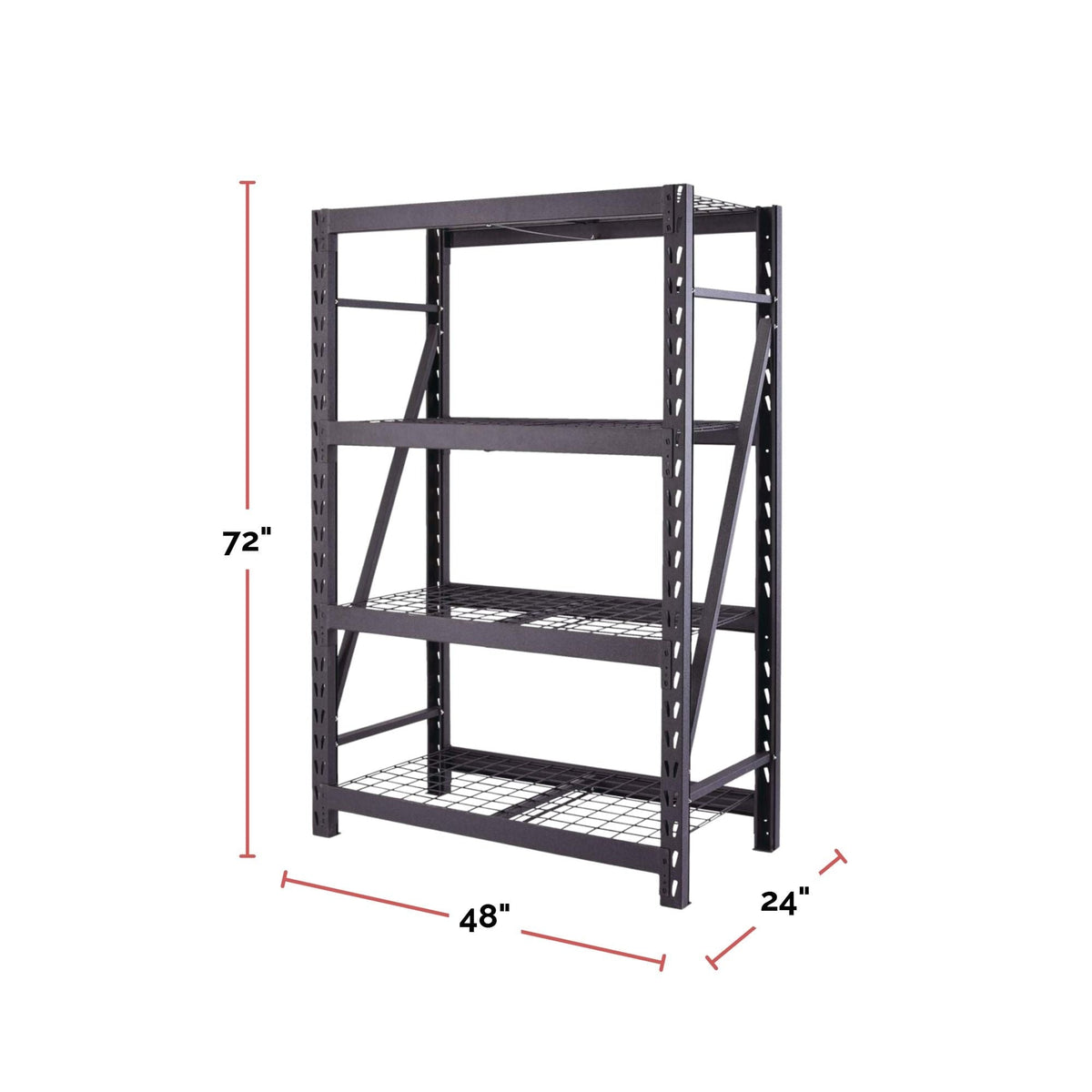 MAXIMUM Adjustable 4-Shelf Heavy Duty Steel Metal Storage Rack / Shelving Unit, 48 x 24 x 72-in