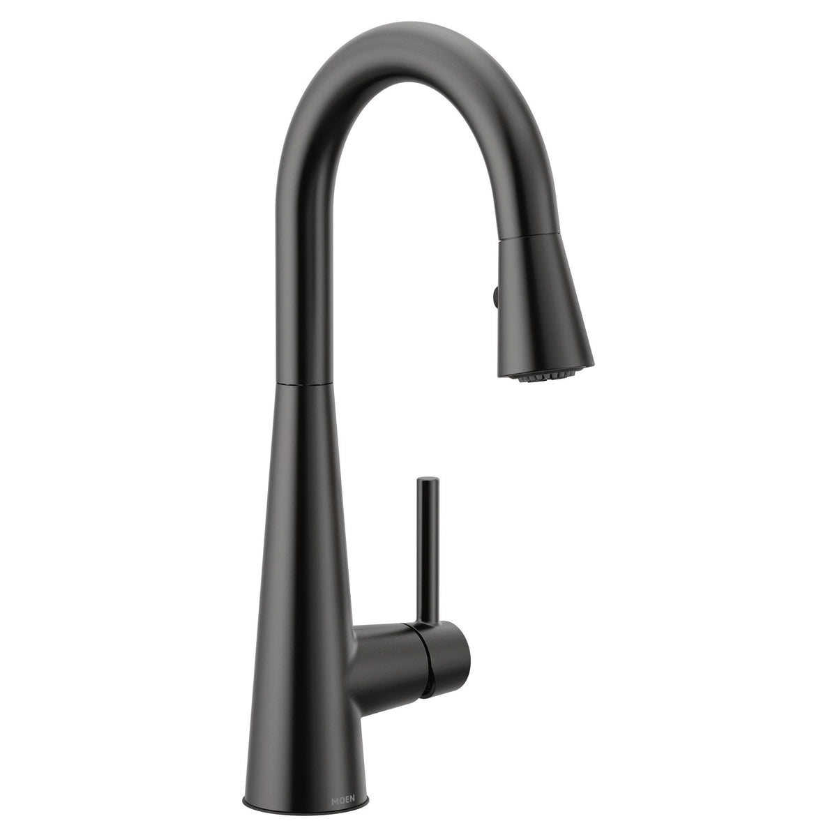 Sleek Single Handle High Arc Pull Down Kitchen Faucet, Matte Black