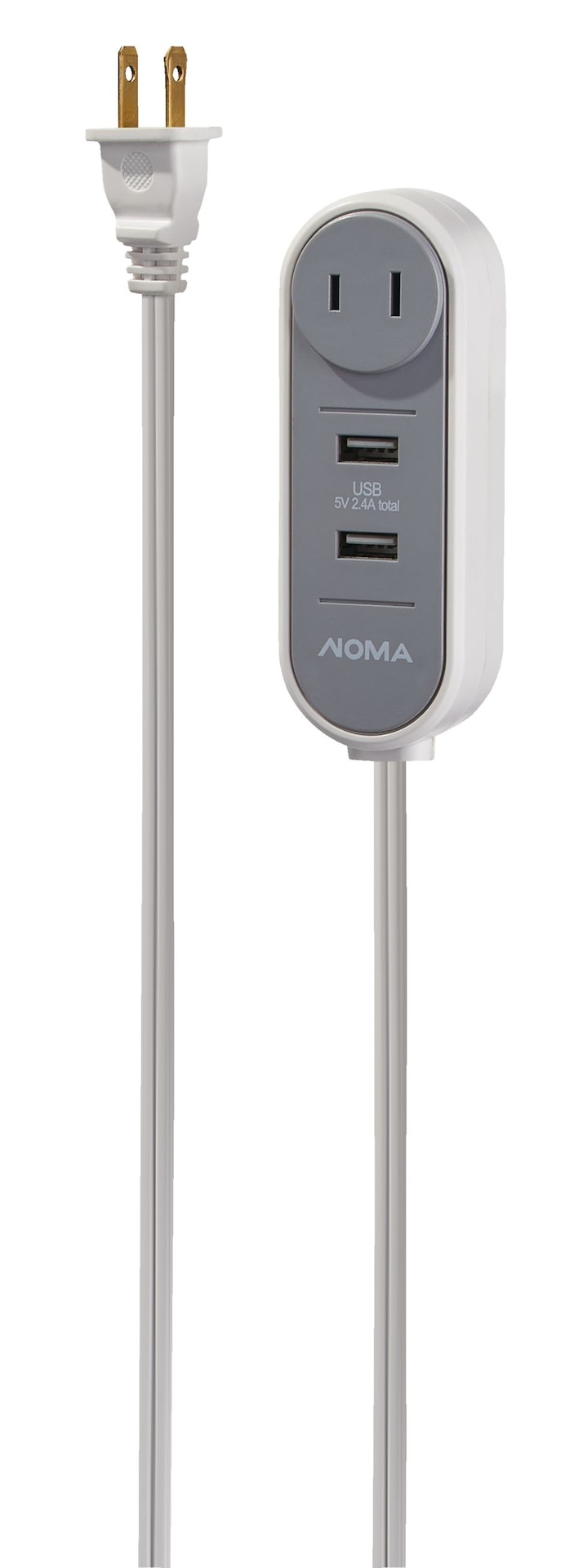 6-ft 6-in 16/2 Extension Cord with 2 USB Outlets, Travel design, White