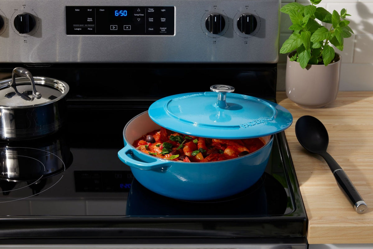 Braiser, Durable Cast Iron, Oven Safe, Atlantic Blue, 5-qt