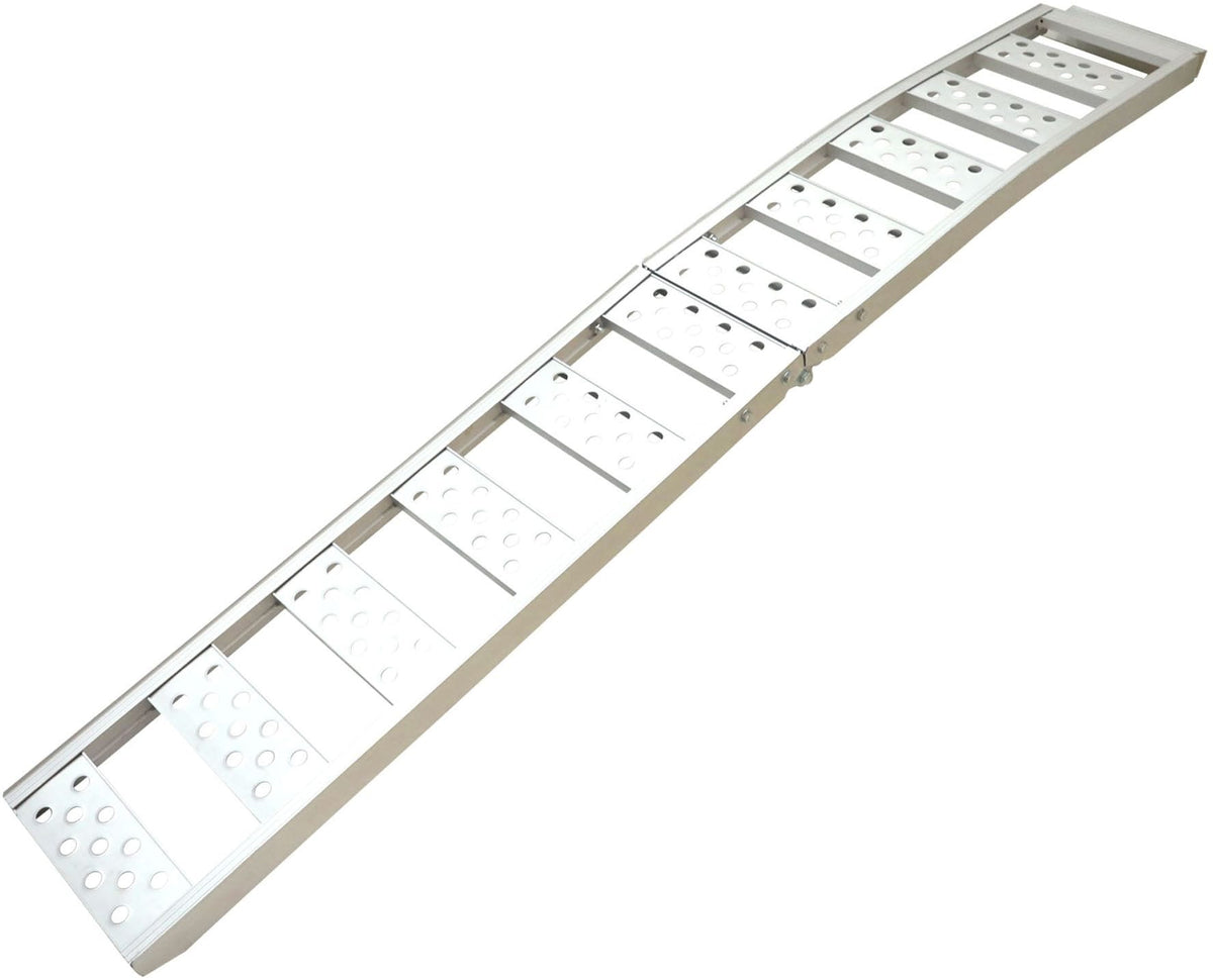 PRIME1 Aluminum Bi-Folding Arched Loading Ramp with Adjustable Straps, 85 x 12-in
