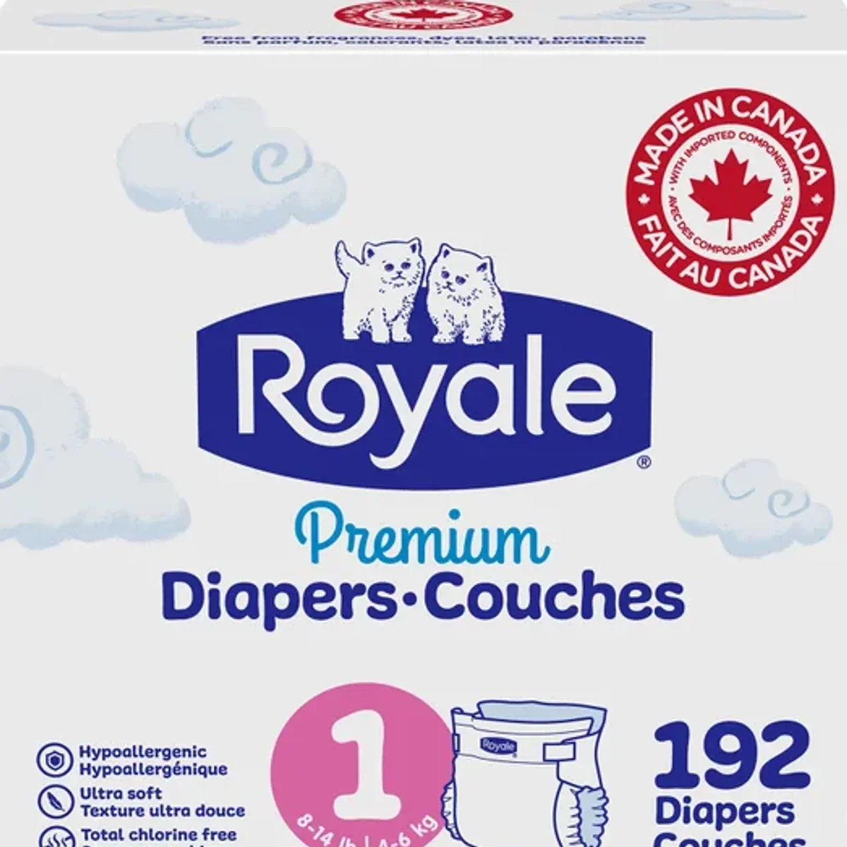 Royale Premium Baby Diapers, Sizes 1 - 2