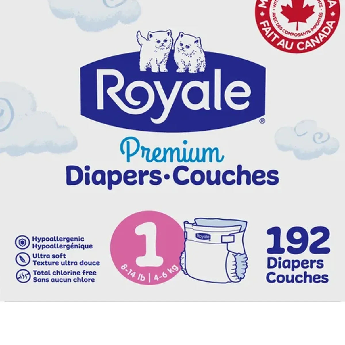 Royale Premium Baby Diapers, Sizes 3 - 6