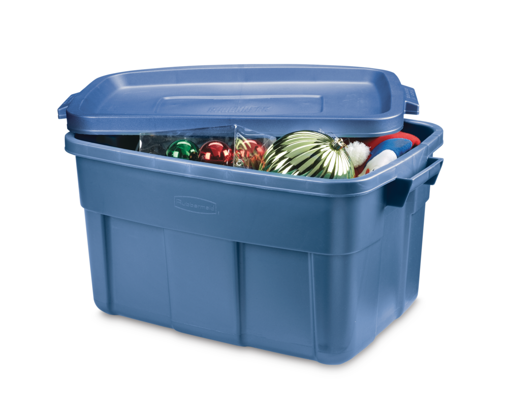 Roughneck Stackable Storage Box with Lid, 53-L, Blue
