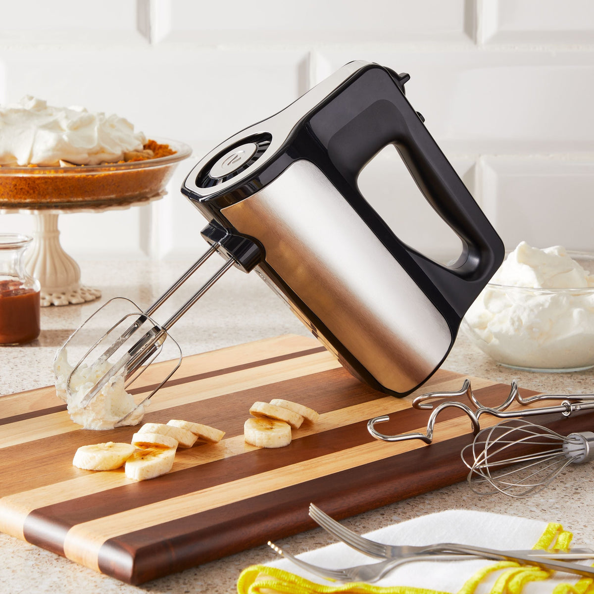 Variable Speed Hand Mixer with Storage Case, Includes Attachments, Black