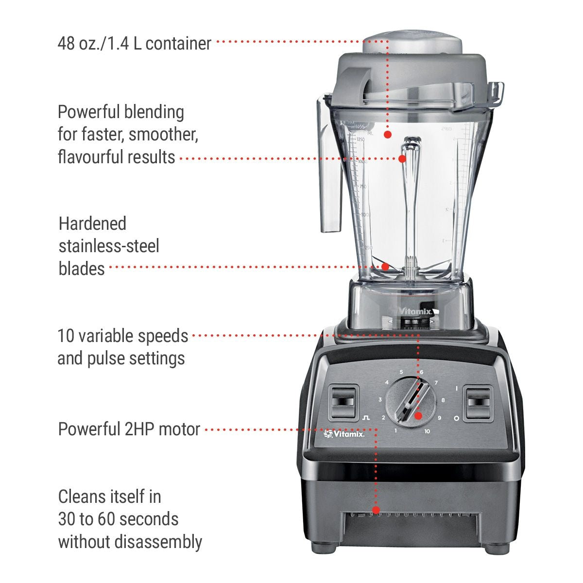 Explorian E310 Blender with 10 Speeds, Black