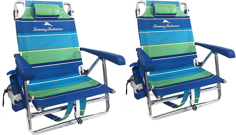 2 Backpack Beach Chairs with Storage Pouch and Towel Bar P4057