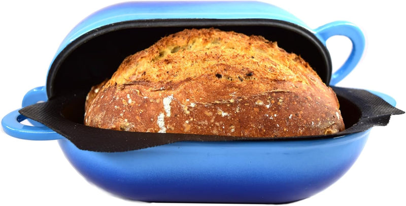 Super Simple Craft Bread Set. Cast iron Dutch oven [compact 2-bowl capacity] and perforated non-stick silicone liner. L1761