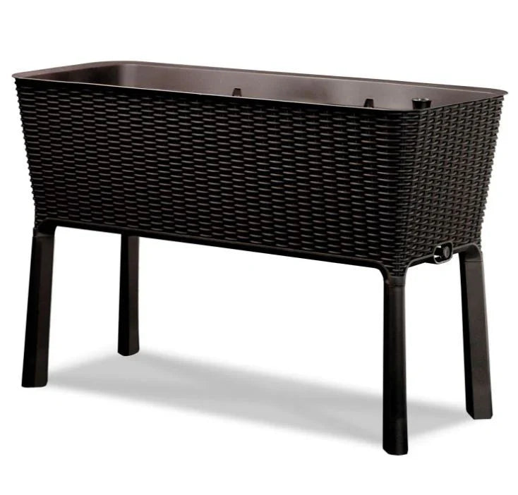 Dark Brown Wicker Raised Garden Bed Planter w/ Water Indicator Z5673