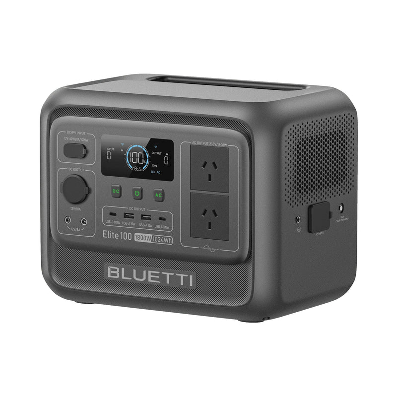 BLUETTI Elite 100 V2 Portable Solar Generator, 1024Wh LFP Battery, 1800W AC Output, Compact Backup Power for Camping and Home O2804