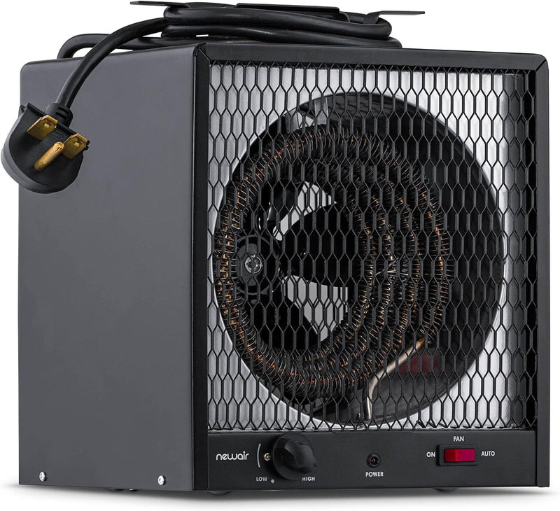 240v Portable Electric Garage Heater, Industrial Strength with Internal Thermostat and Carrying Handle, Heats 600 sq. ft. with 6-30R Plug, Perfect for Garages, Workshops and More F5463