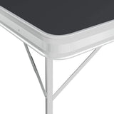 Folding Camping Table with 2 Benches Aluminium Grey,Item colourGrey and Silver
