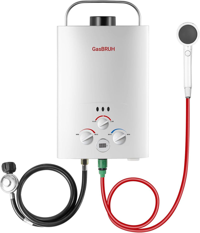 Tankless Water Heater Outdoor, 1.58 GPM, 6L Portable Propane Camping Water Heater with Overheating Protection for Indoor,RV,Camping C9418