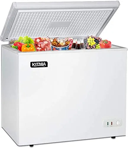 Commercial Top Chest Freezer 7 Cu. Ft - Deep Ice Cream Freezer with Wire Storage Basket, Solid Door, for Groceries, Kitchen, Restaurant White C1524
