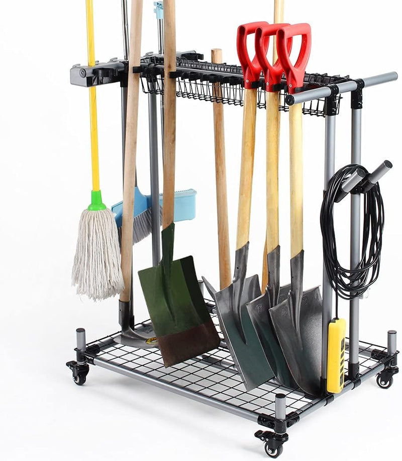 Metal Garden Tool Organizer Large Tool Rack Garage Storage Holder I9580