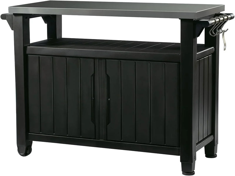 Outdoor Rolling Table Cart for Food Prep, Storage, Bar & Grill, Dark Brown Z8268