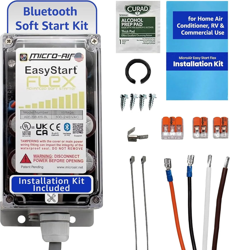 EasyStart FLEX 398 - Wireless Soft Start Kit for Home Air Conditioner, RV & Commercial Use, Works with Generators, Reduces Power Surge, Efficient Start-Up - Up to 6 Tons w/Installation Kit W2660