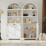 72'' Tall Farmhouse Bookcase, 5 Tier Arched Bookshelf with Double Doors & Adjustable Shelf, Display Storage Shelves, for Bedroom, Living Room, Home Office