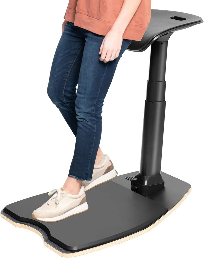 Ergonomic inclined standing desk with chair, portable height-adjustable anti-fatigue cushion, suitable for home and office, black R1900