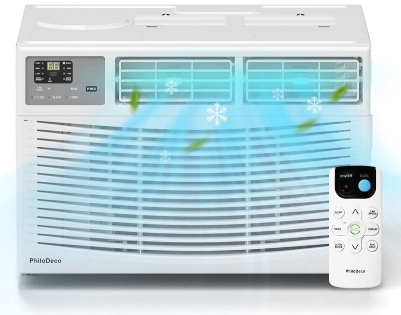 PhiloDeco 12000 BTU Window Air Conditioner 550 Sq Ft. Intelligent Ac Units, LED Display Screen, Operates Quietly, Energy-Saving. Timer ? Sleep and... T1254