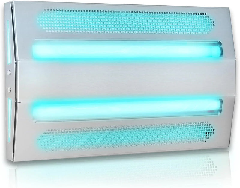 An indoor wall-mounted ultraviolet fly trap, used for catching flies, moths, mosquitoes and other flying insects. U7939