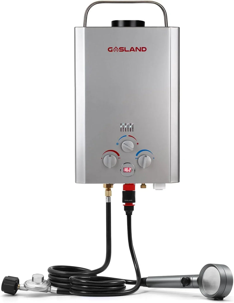 Portable Tankless Water Heater, Outdoors 6L 1.58GPM Propane Water Heater for RV Camping, Overheating Protection L3111