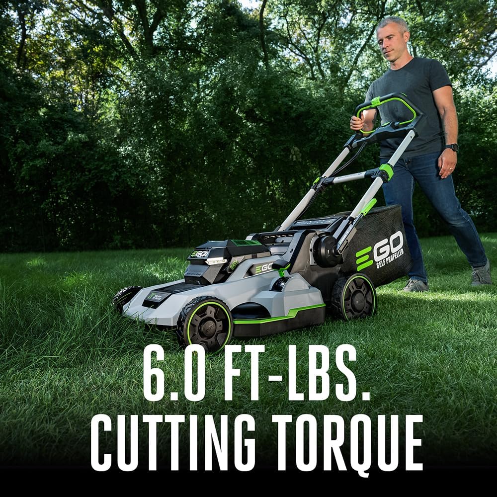 Power 21-Inch 56V Self-Propelled Cordless Lawn Mower with 2x 4.0Ah Batteries & Rapid Charger, Black