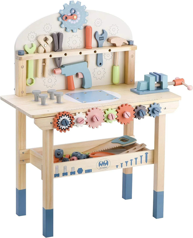 Children's tool table toys game workbench wooden tool table workshop workbench with tool set wooden construction workbench toys O8370