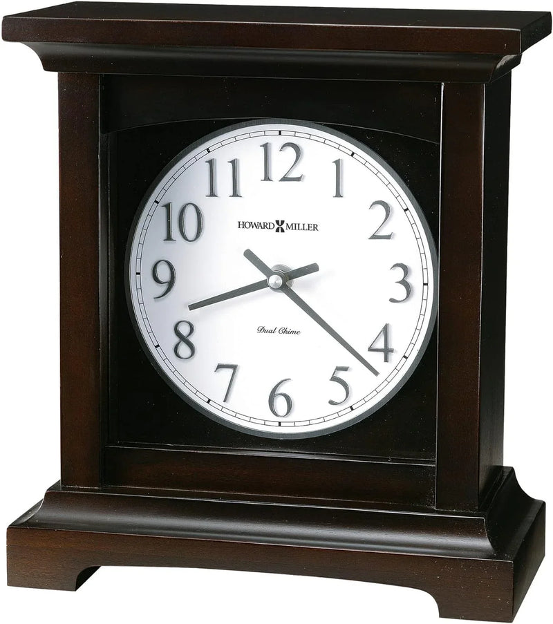 Type II Clock 549-718 - Black coffee-colored surface, with a retro home decoration style, quartz movement, dual alarm function, and automatic nighttime alarm-off feature I5052