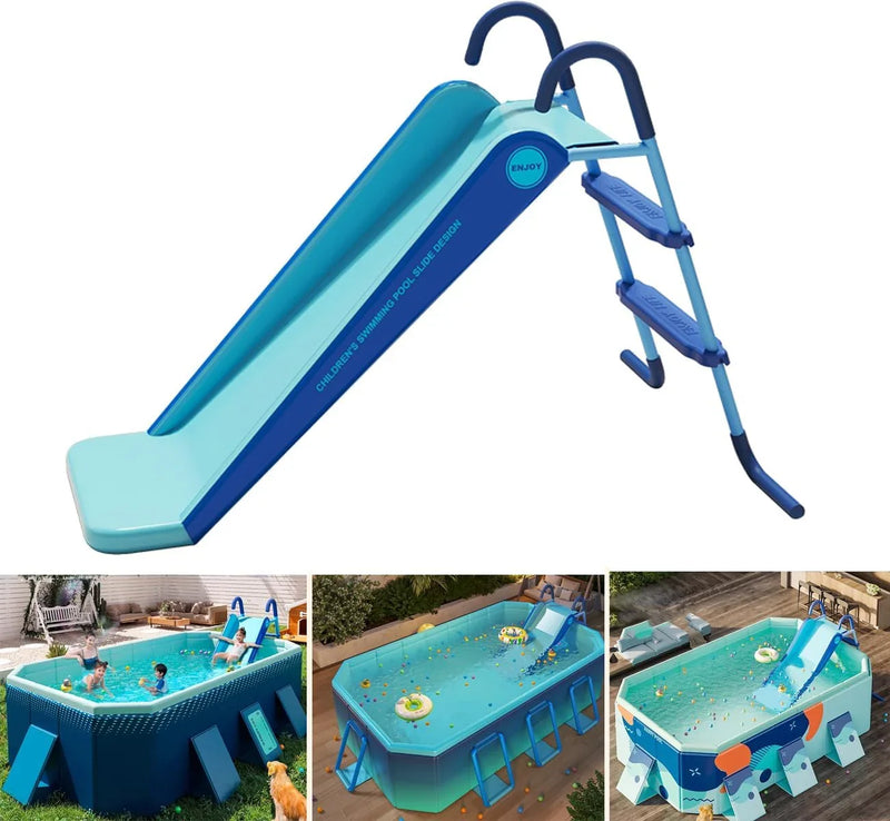 Pool Slide Inflatable Swimming Water Slide, Summer Swimming Pool Supplies Universal Trampoline Ladder Backyard Slide Home Playground Equipment P2446