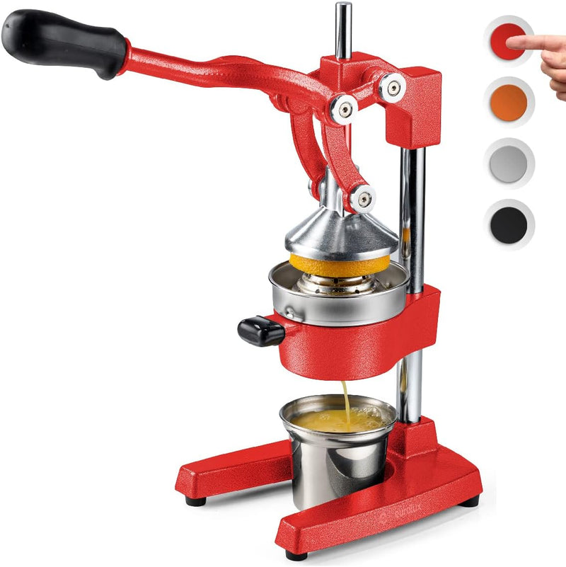 Citrus juicer | Extra-large commercial-grade manual press | Heavy-duty countertop orange juice extractor (with stainless steel cup) (black) M6075