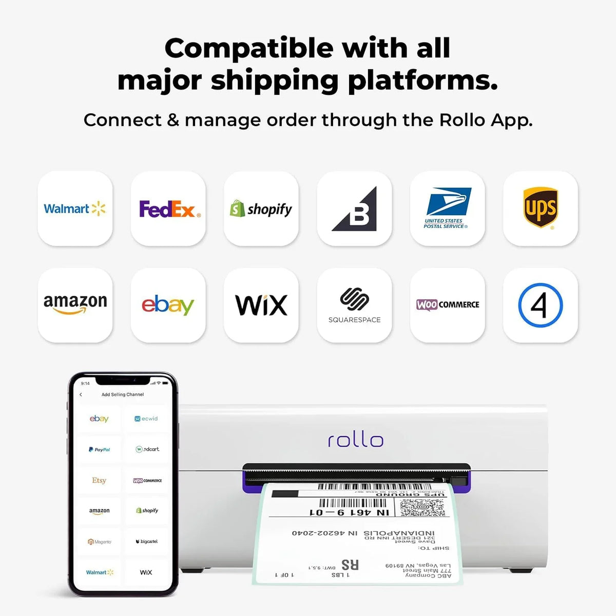 Wireless Shipping Label Printer - A Wi-Fi-enabled thermal label printer (size 4x6 inches), suitable for package shipping - Can be printed via AirPrint on iPhone, iPad, and Mac - Supports Windows, Chromebook, Android, and Linux systems