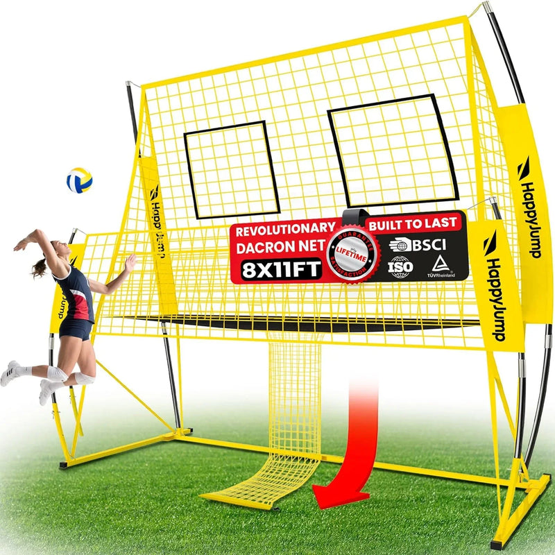 Adjustable volleyball training net equipment system (8x11 feet), suitable for adult outdoor or indoor volleyball practice, equipped with volleyball. V3993