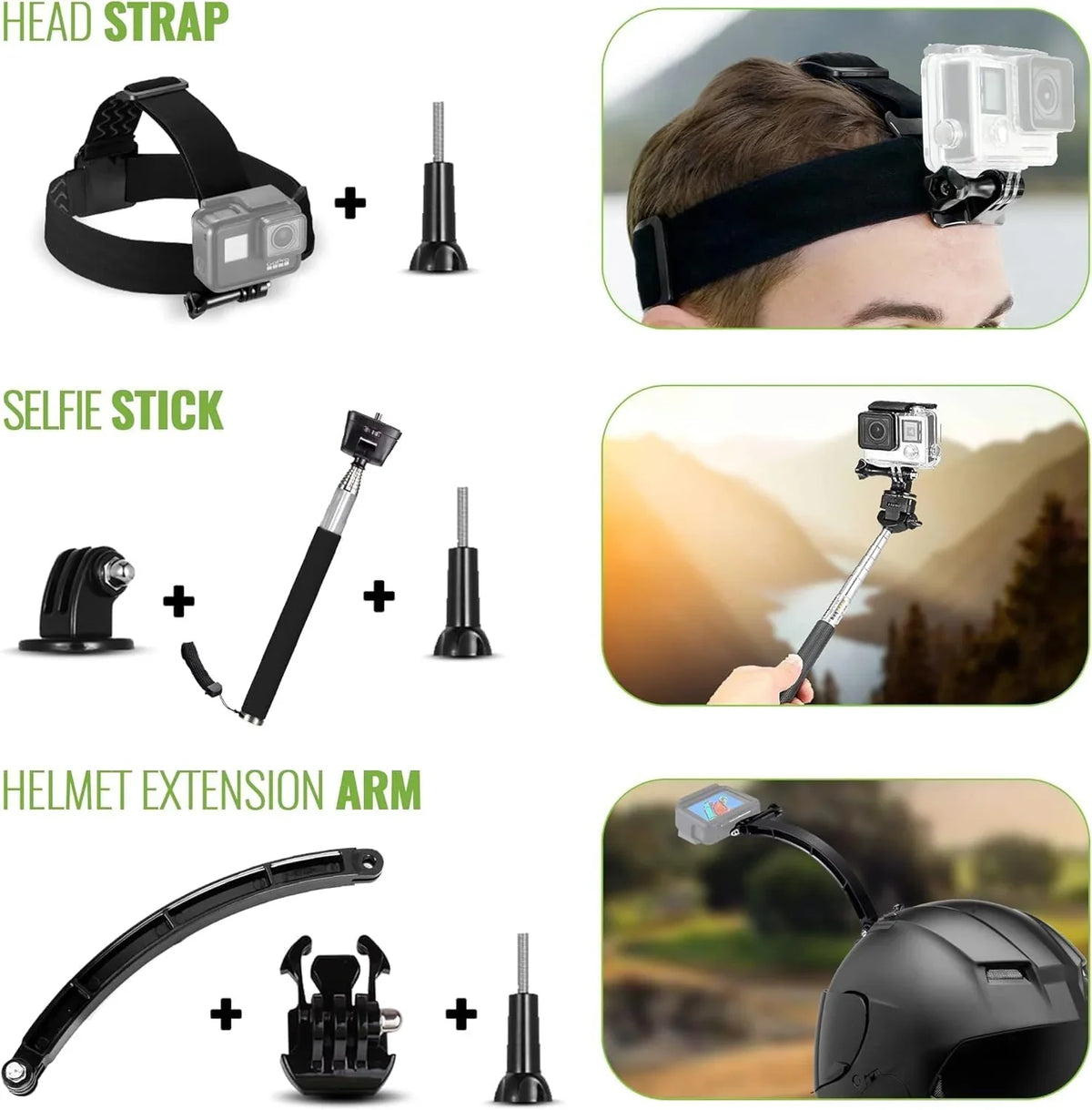 Equipped with a 50-piece accessory kit, 2 spare batteries and a 64GB memory card - a waterproof action camera - 5.3K HDR, 27 million pixels of photos, 1/1.9-inch sensor, live streaming function, webcam, and shake-proof function