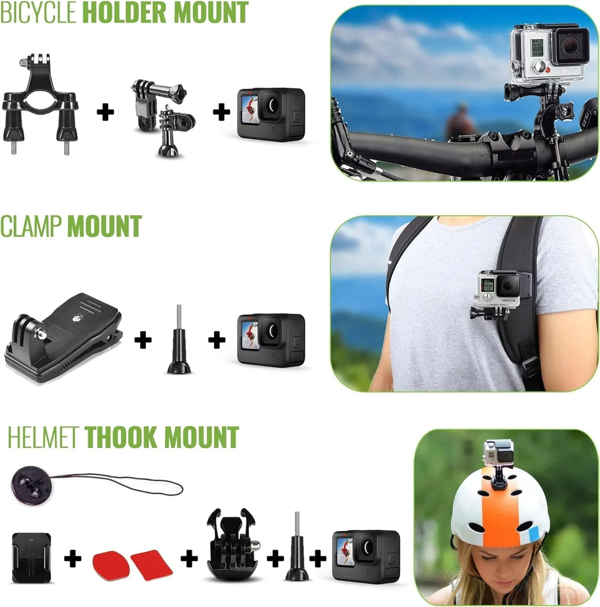 Equipped with a 50-piece accessory kit, 2 spare batteries and a 64GB memory card - a waterproof action camera - 5.3K HDR, 27 million pixels of photos, 1/1.9-inch sensor, live streaming function, webcam, and shake-proof function