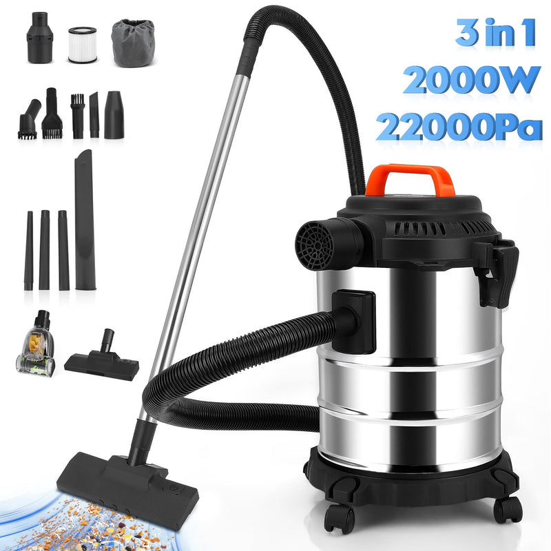 RELOIVE Wet Dry Vacuum,4.5 Gallon 2000W 6.5 Peak HP,3-in-1 Stainless Steel Shop Vacuum Wet and Dry,with Filter and Attachments for House Garage... B7804