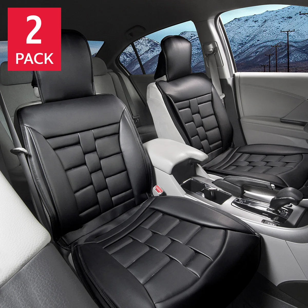 Black Padded Universal Fit Luxury Seat Cover, 2-pack