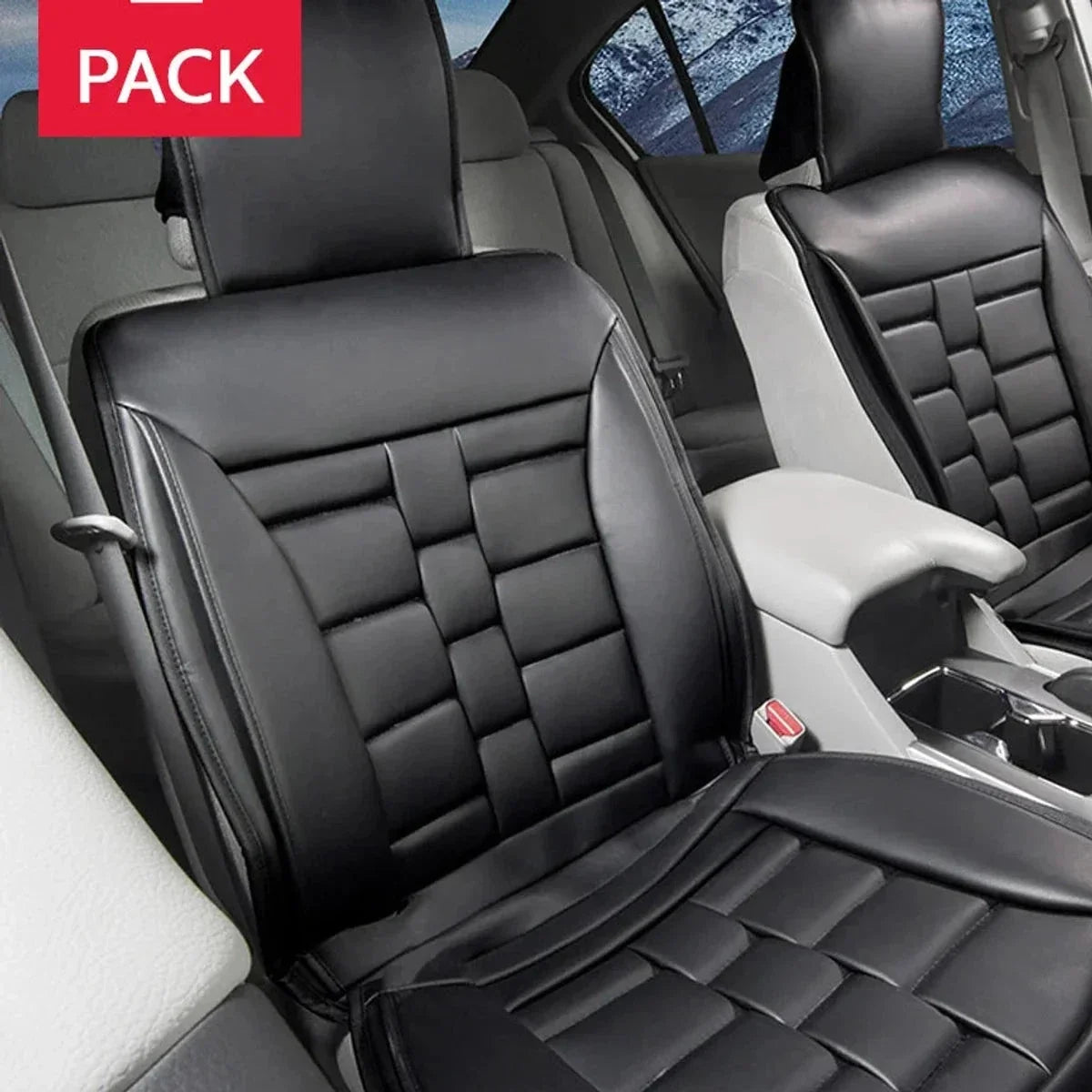 Black Padded Universal Fit Luxury Seat Cover, 2-pack