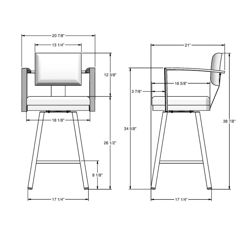 Akers Swivel Counter Stool with Padded Backrest, Multiple Colours, 26-in T78