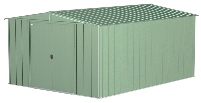 Classic Galvanized Steel Storage Shed, Sage Green, 10-ft x 14-ft E3991