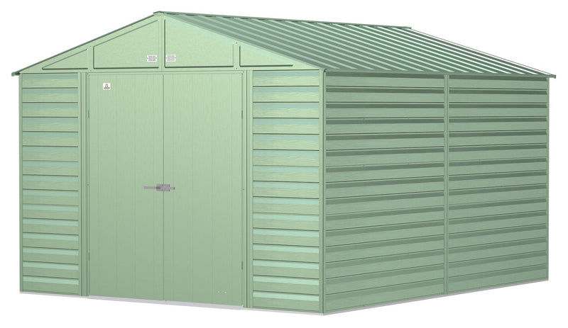 Select Galvanized Steel Storage Shed, Sage Green, 10-ft x 12-ft H4857