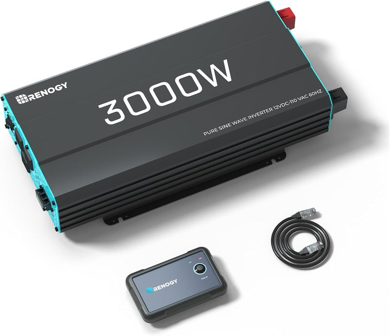 3000W Pure Sine Wave Inverter 12V DC to 120V AC Converter for Home, RV, Truck, Off-Grid Solar Power Inverter 12V to 110V with Built-in 5V/2.1A USB Port, AC Hardwire Port, Remote Controller Q1085